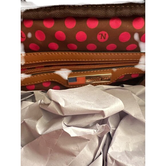 Nicole Lee USA CEst La Vie Bonjour Satchel Handbag W/ Polka Dot Lining & Matchin - Picture 11 of 12